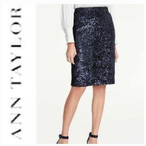 Ann Taylor Black Sequin Pencil Skirt - 00P
